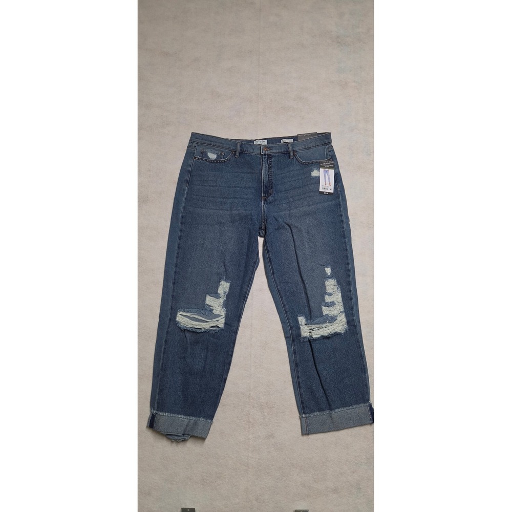 Sofia Jeans Beatrix Relaxed Boyfriend Size 18 Blue Distressed Mid-Rise Denim